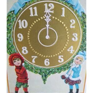 New Years Postcard Children Big Gold Clock Wreath 1912 Series 203 C Stecher